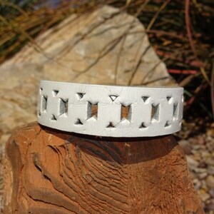 white leather cuff/upcycled leather cuff/bracelet/leather cuff/unisex/womans/girl bracelet/punched cuff/leather jewelry/thin bracelet/C247