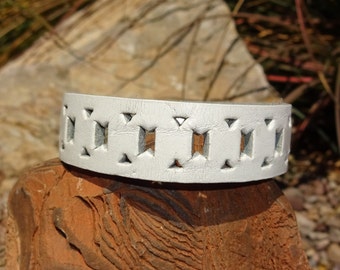 white leather cuff/upcycled leather cuff/bracelet/leather cuff/unisex/womans/girl bracelet/punched cuff/leather jewelry/thin bracelet/C247