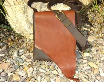 handmade leather punk rock bag/unisex bag/burgundy & brown bag/womens purse mens bag/leather purse/leather pouch bag/cross body shoulder bag