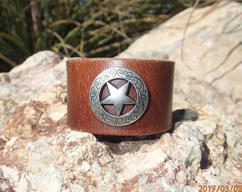 brown leather cuff/texas star cuff/upcycled leather cuff bracelet/womans bracelet/rustic leather cuff/mens bracelet/southwestern cuff/C224