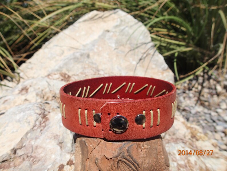 handmade leather chokerupcycled leather necklacewomansgirls leather chokerboho leather chokerturquoise stone necklacesewn chokerCH93