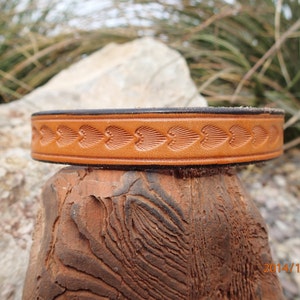 upcycled leather necklace/tooled leather choker/unsex choker/sea shell pattern choker/reclaimed leather/mens/womans choker/CH96