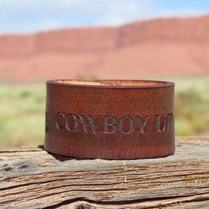 brown cowboy cuff/southwestern cuff/upcycled leather cuff/leather bracelet cuff/rodeo cuff/roping cuff/tooled leather bracelet/C05