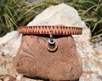 OOAK leather choker/woman choker/necklace/girls leather choker/boho necklace/hippie choker/leather jewelry/leather & turquiose/CH104