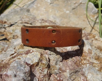 brown leather cuff/upcycled leather bracelet/mens bracelet/womans bracelet/unisex cuff/leather jewelry/rustic leather cuff/rocker cuff/C132