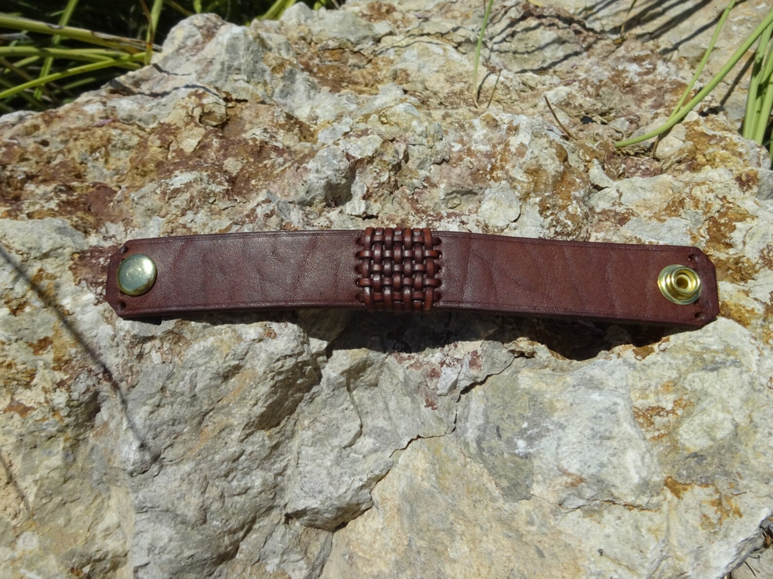 Brown Leather Cuff/basket Weave Leather Cuff/upcycled Leather Etsy