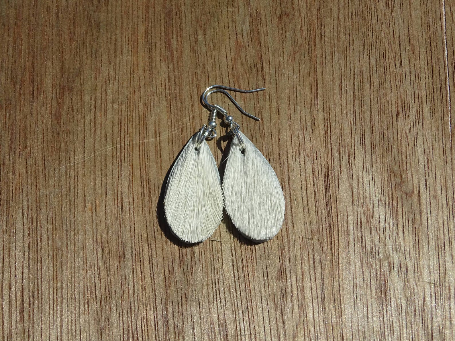 White Hair on Hide Leather Earrings/handmade Leather Etsy