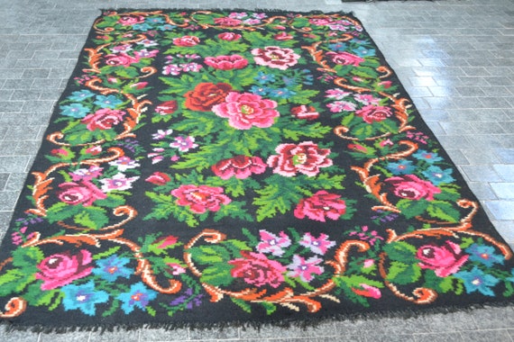 Bessarabian Carpet Floral Rug Tapis Kilim Bessarabian Rug Etsy