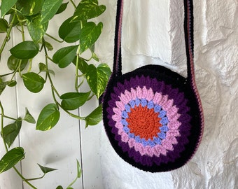 Ready to ship Crochet Sunburst Garden Tote farmers market tote fall autumn purse