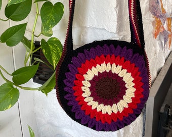 Listo para enviar GRANDE Crochet Sunburst Garden Tote agricultores mercado tote otoño bolso de otoño