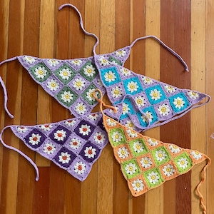Schema uncinetto bandana Daisy Grandma Square AGGIORNATO - Download PDF, stile vintage anni '60 e '70, per principianti