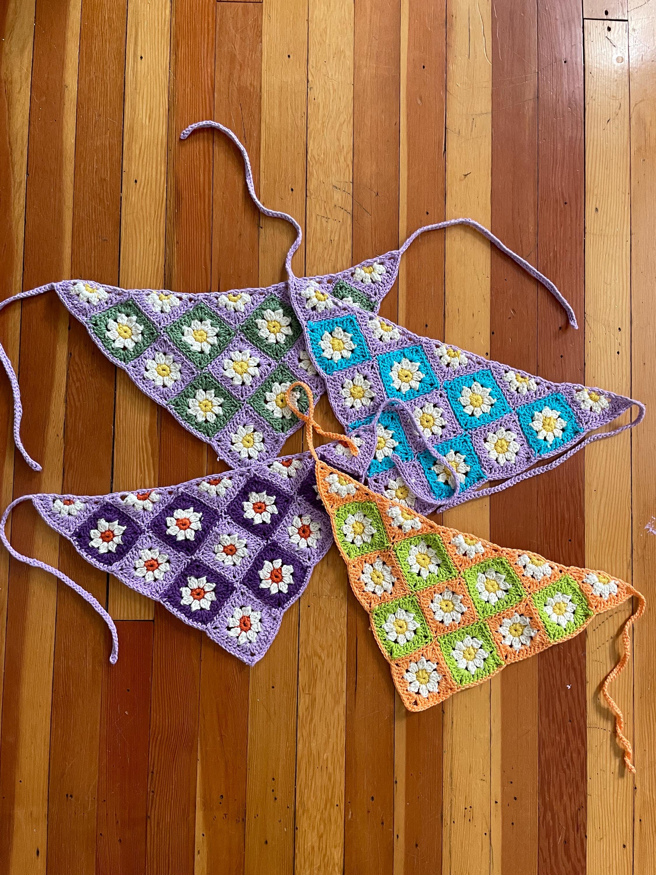 UPDATED Daisy Granny Square Bandana Crochet Pattern- PDF Download