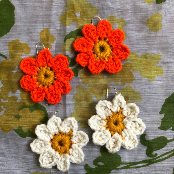 Daisy flower earrings (large) vintage style mod 60s 70s
