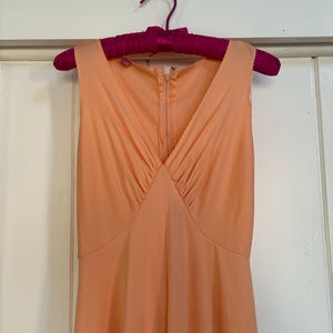 Vintage 1970s Orange v neck maxi dress polyester
