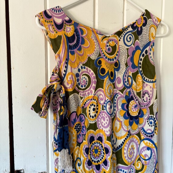 1960s vintage psychedelic mod mini dress with sca… - image 3