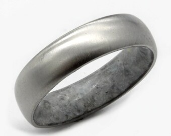 Aquamarine Titanium Ring: Brushed Comfort Fit Band