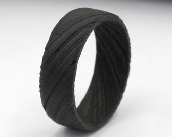 Black Damascus Steel Ring: Beveled Edge Band, 8mm