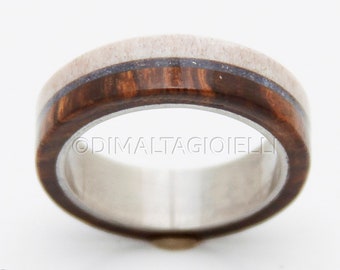 Antler Wedding band with lapis   mens wedding ring Engagement ring  Antler ring Iron wood ring desert iron wood