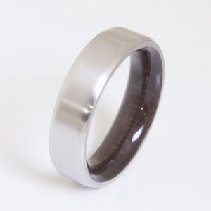 Mens Wood Wedding Band Titanium Wood Ring Alternative Wedding Band Men's wood ring inside wood band image 1