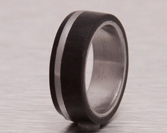 titanium ebony ring  wood wedding bands  mens wedding ring  her engagement  unique ring