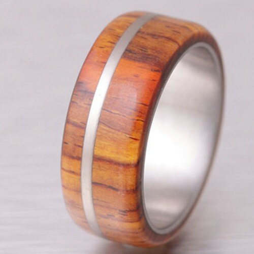 Mens Wedding Band Wood Ring Titanium Ring Band Cocobolo Ring - Etsy