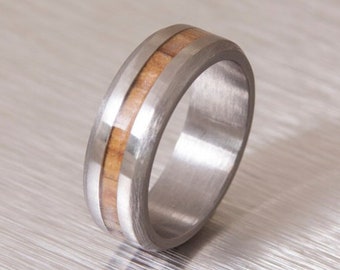 olive wood ring titanium band mens wedding wood ring Titanium and Olive Rings // Mens Wood Rings //wood Wedding Band //Men's wedding Band