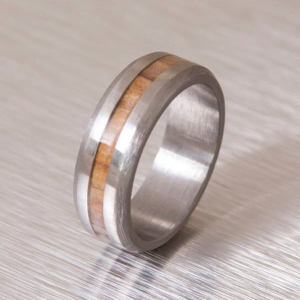 olive wood ring titanium band mens wedding wood ring Titanium and Olive Rings // Mens Wood Rings //wood Wedding Band //Men's wedding Band