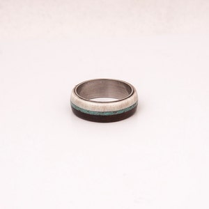 mens wedding ring turquoise men ring titanium wedding band with wood antler ring image 4