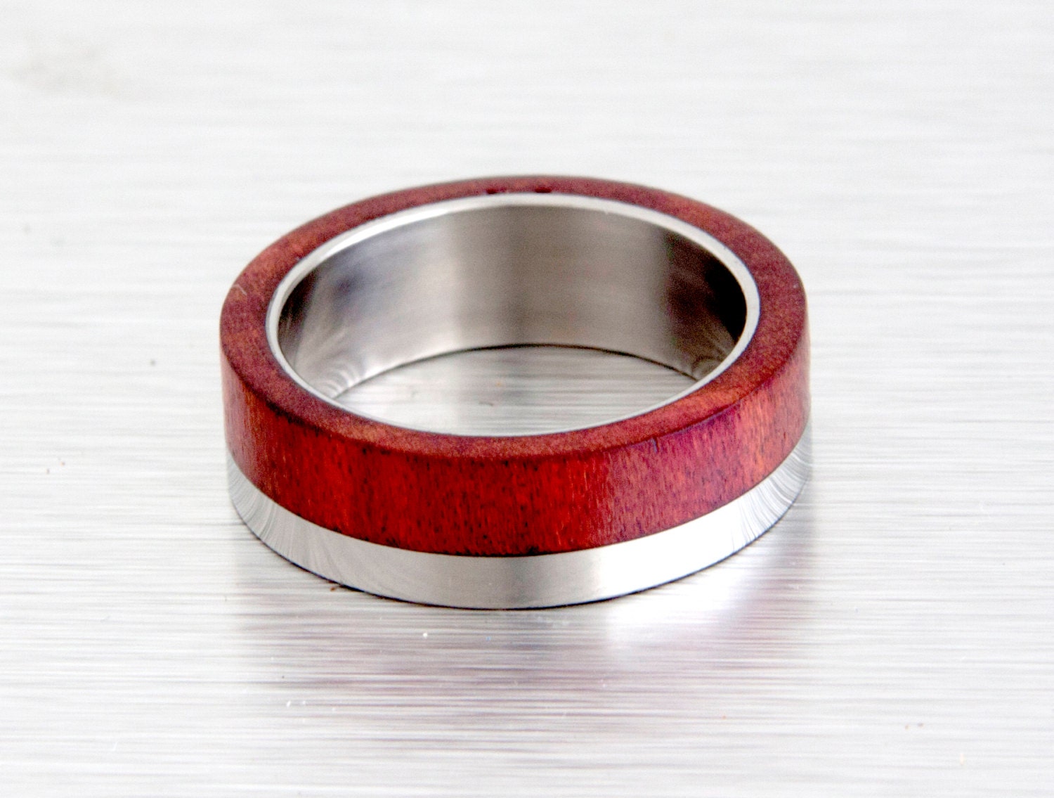 Titanium Wedding Ring With Red Heart Wood Inlay off Set - Etsy