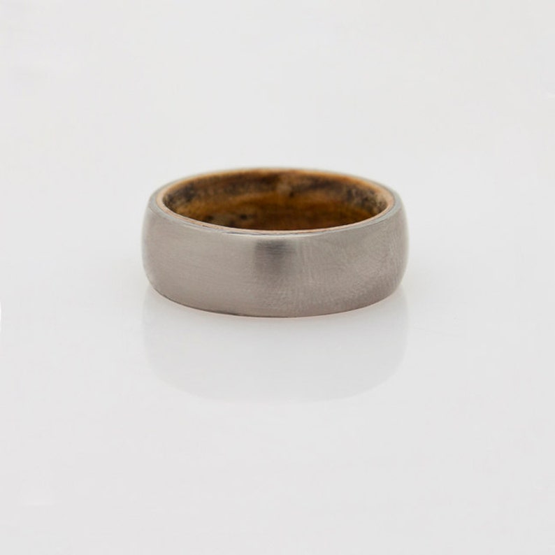 titanium wedding band with inner wood comfort fit inside wood band image 3