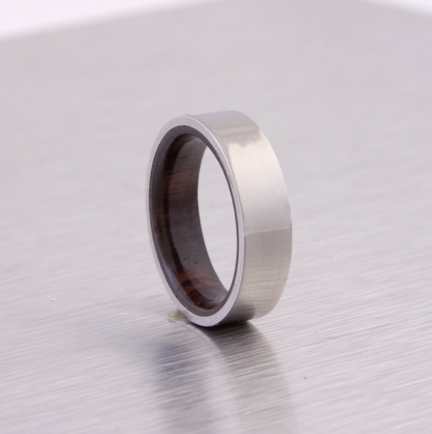 Titanium Wood Ring Flat Band Wedding Ring Cocobolo Wood Ring - Etsy