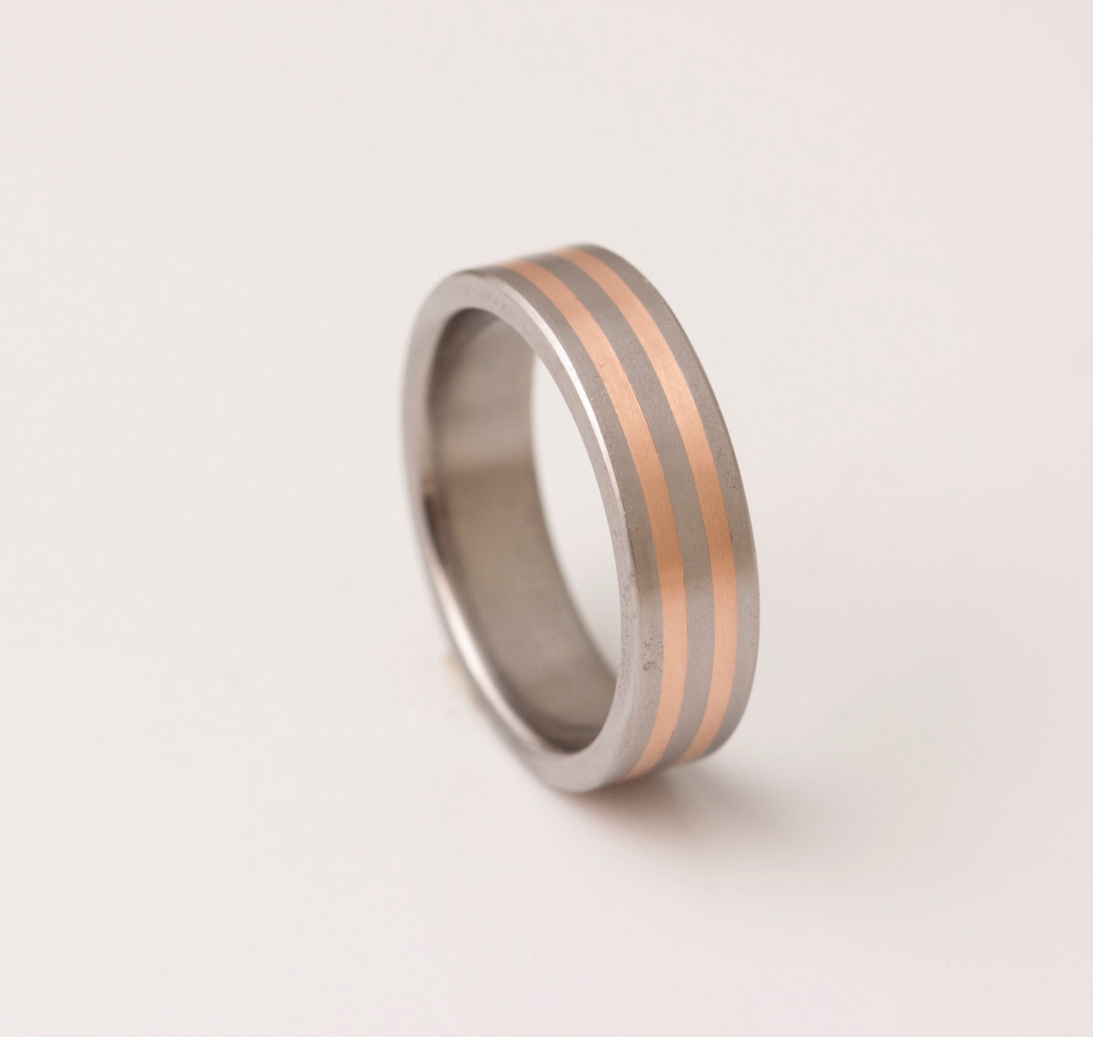 Titanium Copper Wedding Ring // Men's Wedding Band // Etsy