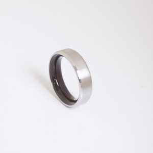 Mens Wood Wedding Band Titanium Wood Ring Alternative Wedding Band Men's wood ring inside wood band image 2