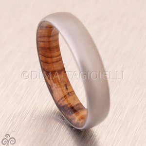 wood wedding band olive wood ring titanium band mens wedding wood ring engagement ring metal him her inside wood band