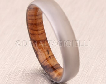 wood wedding band olive wood ring titanium band mens wedding wood ring engagement ring metal him her inside wood band