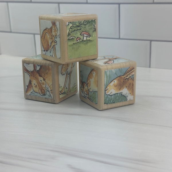 Bloques de madera "Adivina cuánto te amo": decoración infantil, regalo de cuento