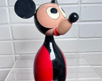 Vintage Disney Mickey Mouse Wooden Coin Piggy Bank