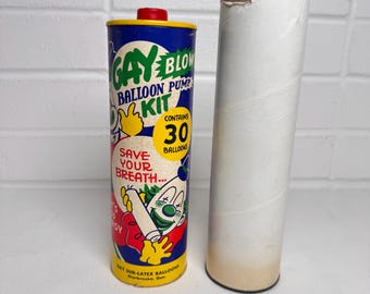 Globos de látex Sur-Latex con temática de payaso de carnaval con bomba manual para inflar globos de la década de 1950