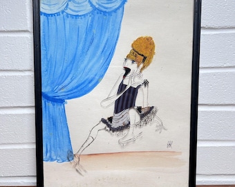 BARBRA STREISAND Lustiges Mädchen Broadway Aquarell Hinterglasmalerei von BAR