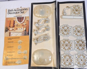 Vintage Sears 5tlg. Bad-Accessoires-Decor-Set in Verpackung New Old Stock SEALED