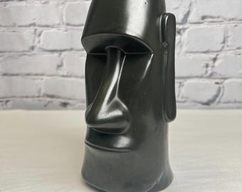 Vintage Maoi Easter Island Head Tiki Mug Black Satin Otagiri OMC Japan