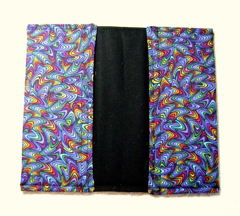 Quilted Checkbook Cover Rainbow Waves Fabric Checkbook Etsy
