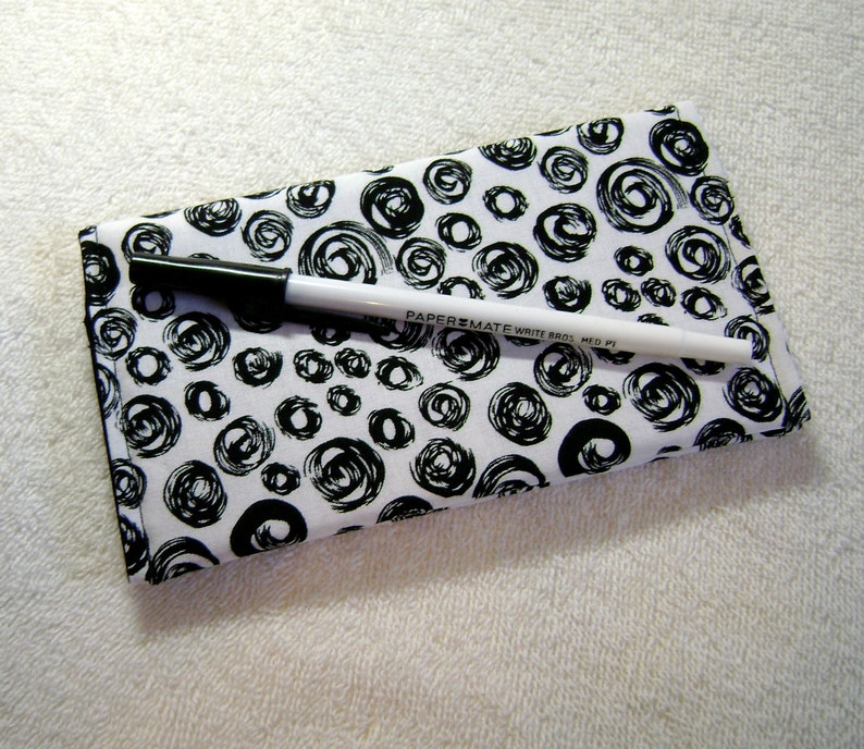 Quilted Checkbook Cotton Fabric Black And White Swirls CC103 Checkbook Quilted Checkbook Cover Fabric Checkbook Covers