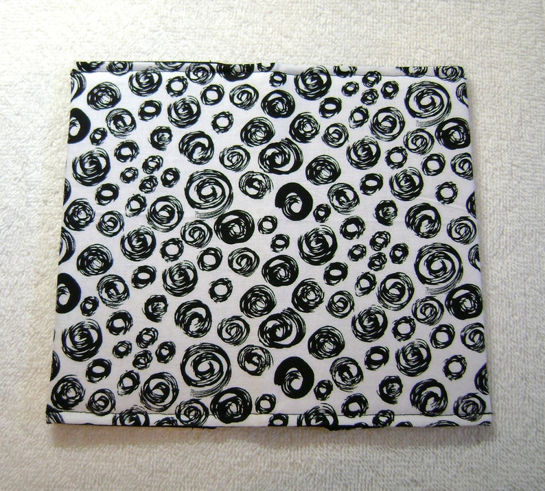 Quilted Checkbook Cotton Fabric Black And White Swirls CC103 Checkbook Quilted Checkbook Cover Fabric Checkbook Covers