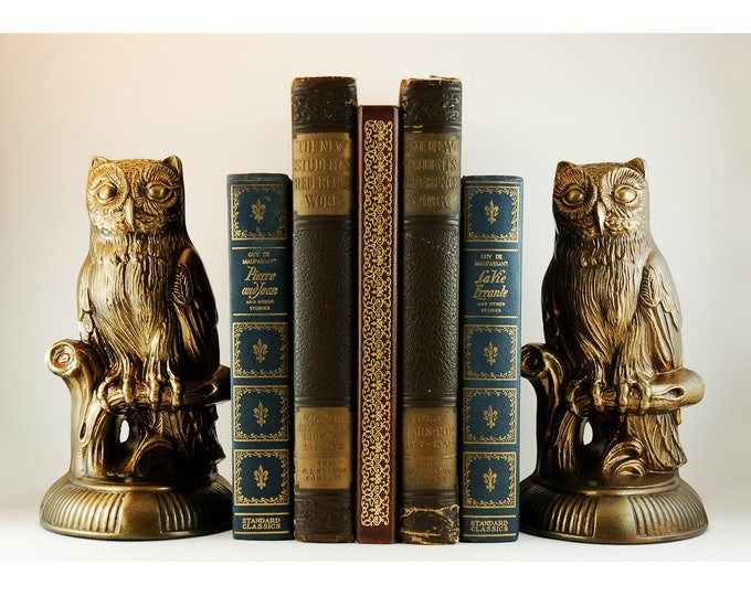 Vintage Owl Bookends Owls Perched on Branches 8 1/2 Inches Etsy