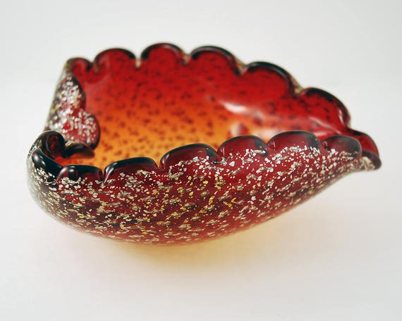 Red Pottery with Blue and Turquoise Drip Glaze S W Logo with Bird on Red Circle 5 34 Inches Wide Vintage Cigar Ashtray Signed Vega 36