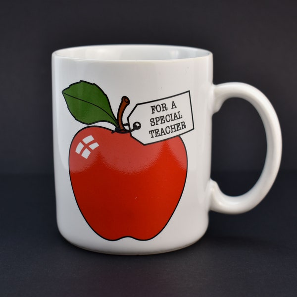 Hallmark Mug for a Special Teacher, Big Red Apple, This Teacher Multiple Choice Checklist Graphic, Like New Condition Made in Japan