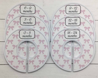 Custom Baby Closet Dividers Pink Bows on White Background Clothes Dividers Baby Shower Gift Girl Clothes Organizers Assembled