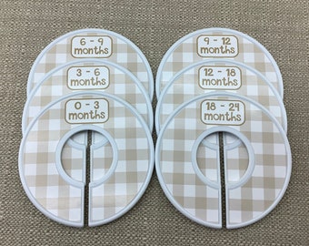 Baby Closet Dividers Tan White Buffalo Checks Baby Shower Gift Boy Girl Closet Organizers Assembled Gift for New Mother