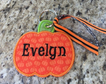 Pumpkin Bag Tag Personalized Backpack Name Tag